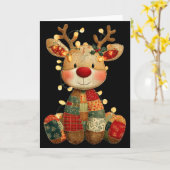 Cute Patchwork Reindeer Christmas Xmas Men Women K Kaart (Gele Bloem)