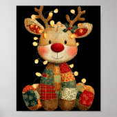 Cute Patchwork Reindeer Christmas Xmas Men Women K Poster (Voorkant)