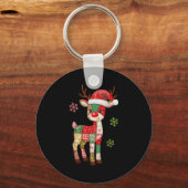 Cute Patchwork Reindeer Christmas Xmas Men Women K Sleutelhanger (Voorkant)