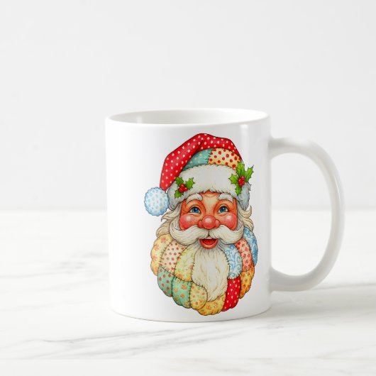 Cute Patchwork Santa Claus Christmas Xmas Men Wome Koffiemok (Rechts)
