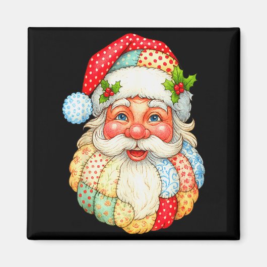 Cute Patchwork Santa Claus Christmas Xmas Men Wome Magneet (Voorkant)