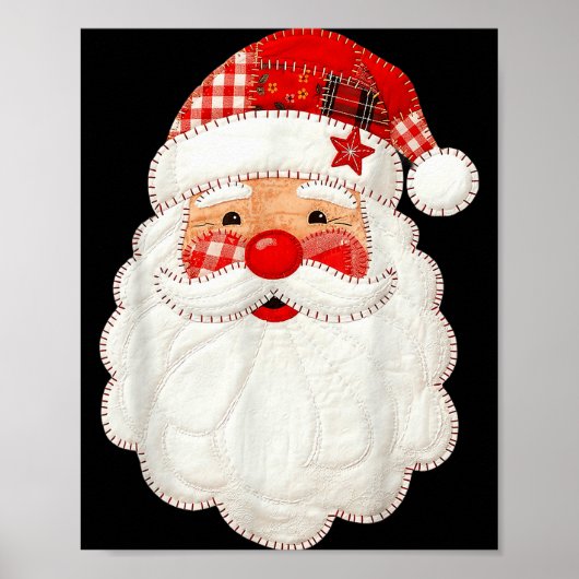 Cute Patchwork Santa Claus Christmas Xmas Men Wome Poster (Voorkant)