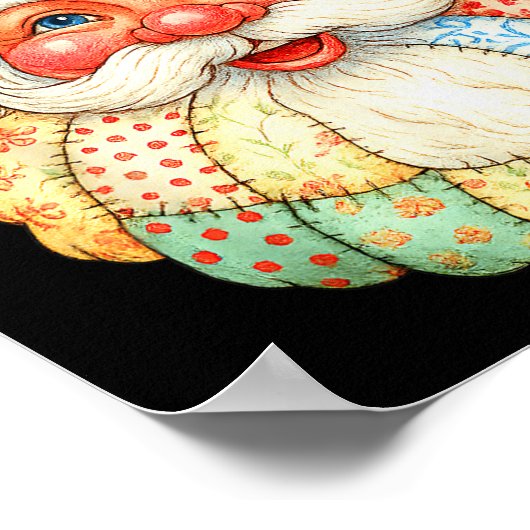 Cute Patchwork Santa Claus Christmas Xmas Men Wome Poster (Hoek)