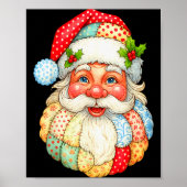 Cute Patchwork Santa Claus Christmas Xmas Men Wome Poster (Voorkant)