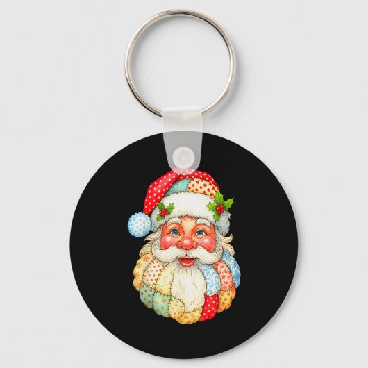 Cute Patchwork Santa Claus Christmas Xmas Men Wome Sleutelhanger (Voorkant)