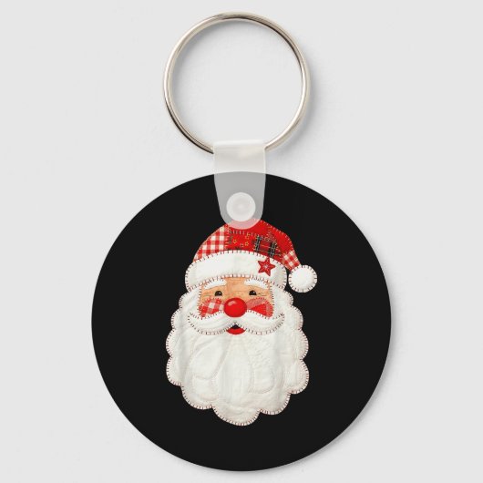 Cute Patchwork Santa Claus Christmas Xmas Men Wome Sleutelhanger (Voorkant)
