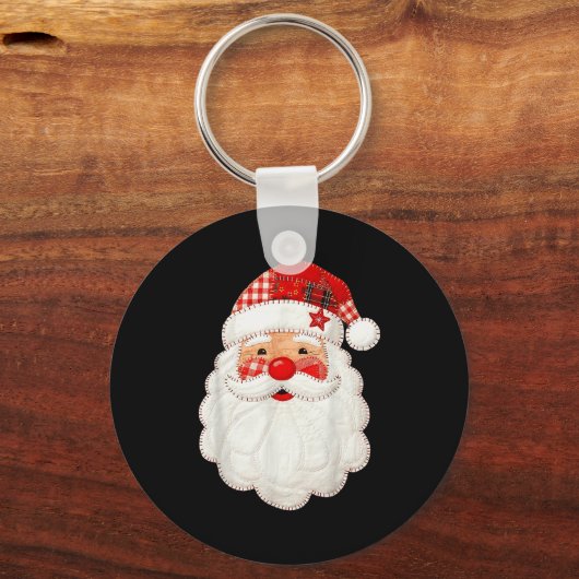 Cute Patchwork Santa Claus Christmas Xmas Men Wome Sleutelhanger (Voorkant)