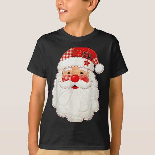 Cute Patchwork Santa Claus Christmas Xmas Men Wome T-shirt (Voorkant)