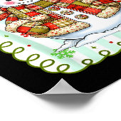 Cute Patchwork Snowman Bow Christmas Xmas Men Wome Poster (Hoek)
