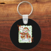 Cute Patchwork Snowman Bow Christmas Xmas Men Wome Sleutelhanger (Voorkant)