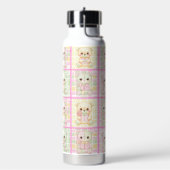 Cute Patchwork Teddybeer Dek quilt naadloos Waterfles (Links)