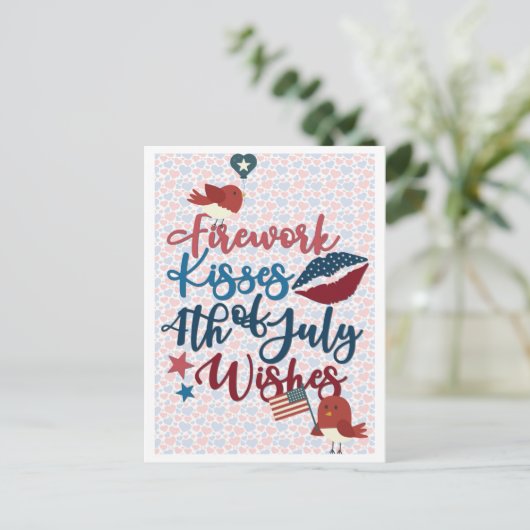 Cute Patriotic, 4 juli, wil Briefkaart (Staand voorkant)
