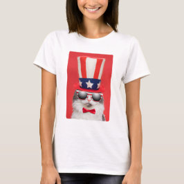 Cute Patriotic American Cat T-shirt