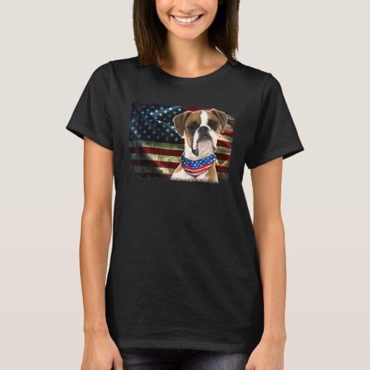 Cute Patriotic Boxer American Flag Dog Mannen Wome T-shirt (Voorkant)