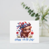 Cute Patriotic Buffalo Forth Of July Postcard Briefkaart (Staand voorkant)