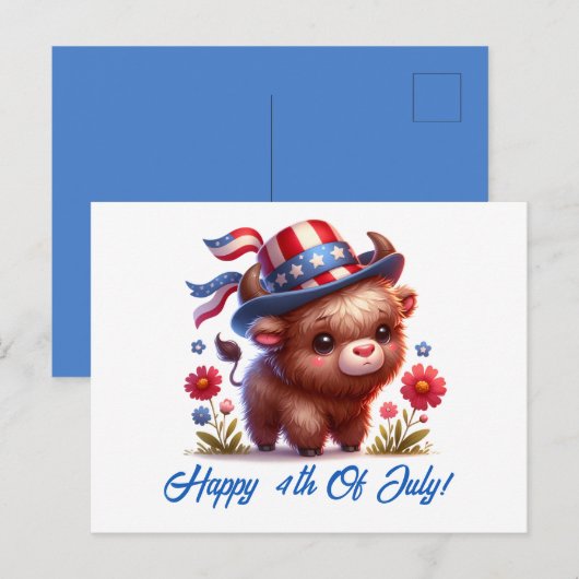 Cute Patriotic Buffalo Forth Of July Postcard Briefkaart (Voorkant / Achterkant)