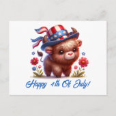 Cute Patriotic Buffalo Forth Of July Postcard Briefkaart (Voorkant)
