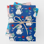 Cute Patriotic Cats Sprinkles Stars Pattern Inpakpapier Vel (In situ)