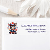 Cute Patriotic Donkey Return Address Etiket (Insitu)