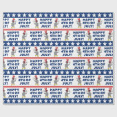 Cute Patriotic Eaglet Happy 4 juli Cadeaupapier (Vlak)