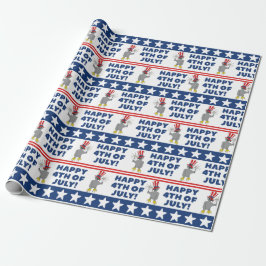 Cute Patriotic Eaglet Happy 4 juli Cadeaupapier
