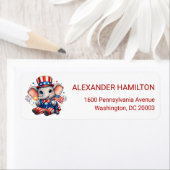  Cute Patriotic Elephant Return Address Etiket (Insitu)