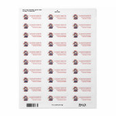  Cute Patriotic Elephant Return Address Etiket (Full Sheet)