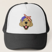 Cute Patriotic Golden Retriever Dog Trucker Pet (Voorkant)