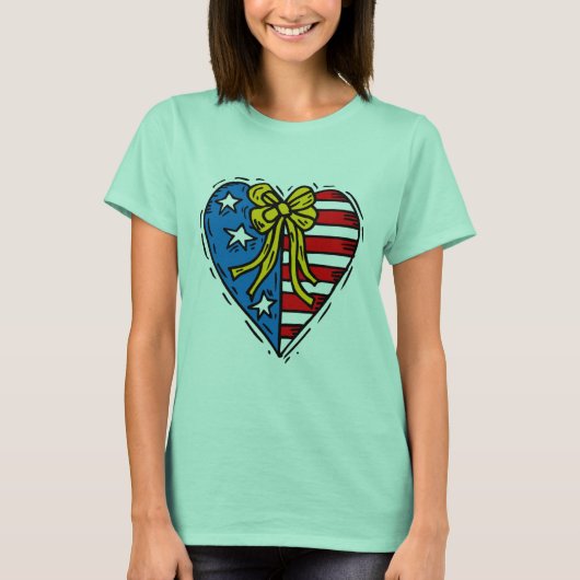 Cute Patriotic Heart Design T-shirt (Voorkant)