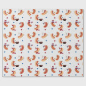 Cute Patriotic Hot Dog 4 juli  Cadeaupapier (Vlak)