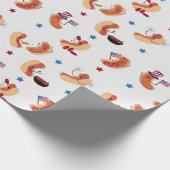 Cute Patriotic Hot Dog 4 juli  Cadeaupapier (Hoek)