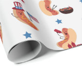 Cute Patriotic Hot Dog 4 juli  Cadeaupapier (Rol Hoek)