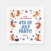 Cute Patriotic Hot Dog 4 juli Paper Napkin Servet (Voorkant)