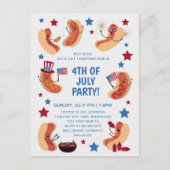 Cute Patriotic Hot Dog 4 juli uitnodiging (Voorkant)