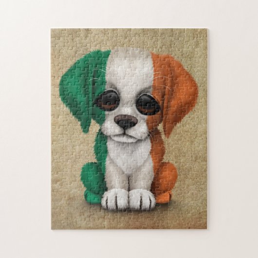 Cute Patriotic Irish Flag Puppy Dog, Rough Legpuzzel (Verticaal)
