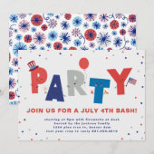 Cute Patriotic Juli 4e partijuitnodiging Kaart (Voorkant / Achterkant)