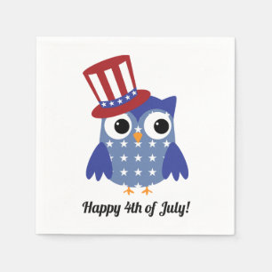 Cute Patriotic Owl met Top Hat Fourth of Juli Servet