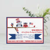 Cute Patriotic Owls Fourth of julitation Kaart (Staand voorkant)