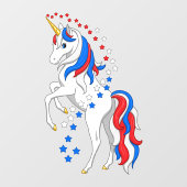 Cute Patriotic Red White Blue American Unicorn Raamsticker (Vel)