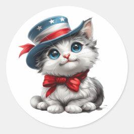 Cute Patriotische Kitten Kat Sticker 4 juli Zegel