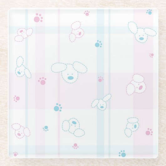 Cute patroon met honden glazen onderzetter (Voorkant)