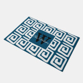 Cute patroonblauw grieks monogram modern deurmat (Schuin)