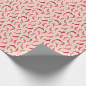 Cute Pattered Chili Peppers op Roze omwikkelingspa Cadeaupapier (Hoek)
