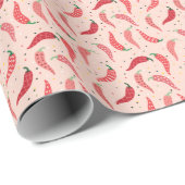 Cute Pattered Chili Peppers op Roze omwikkelingspa Cadeaupapier (Rol Hoek)