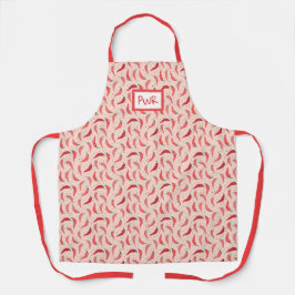 Cute Pattered Chili Peppers op Roze Schort