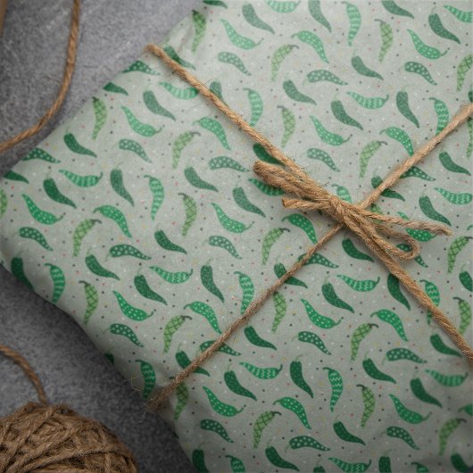 Cute Pattered Chili Peppers over Groenboek Tissuepapier