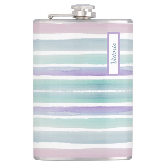 Cute Pattern Colorful Stripes Pink Blue Heupfles (Voorkant)