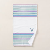 Cute Pattern Colorful Stripes Pink Blue Monogram Bad Handdoek (Handdoek)