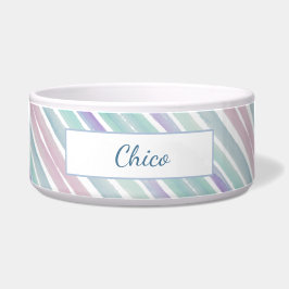 Cute Pattern Colorful Stripes Pink Blue Monogram Voerbakje