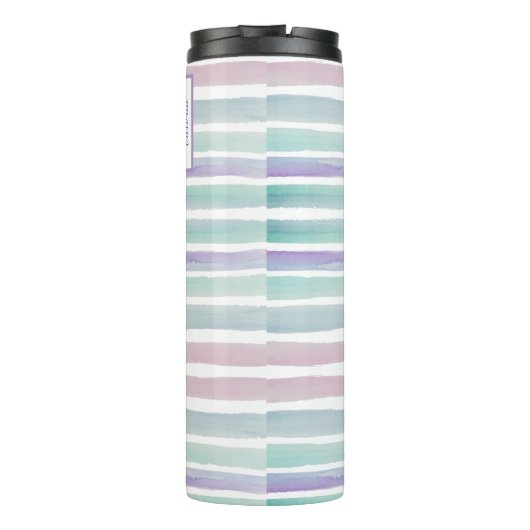 Cute Pattern Colorful Stripes Pink Blue Thermosbeker (Achterkant)